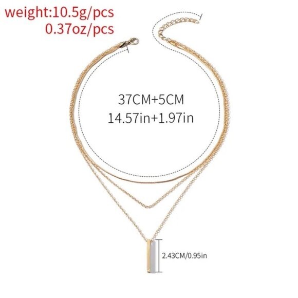 14K Gold filled pendant bar lariat necklace - Picture 2 of 5